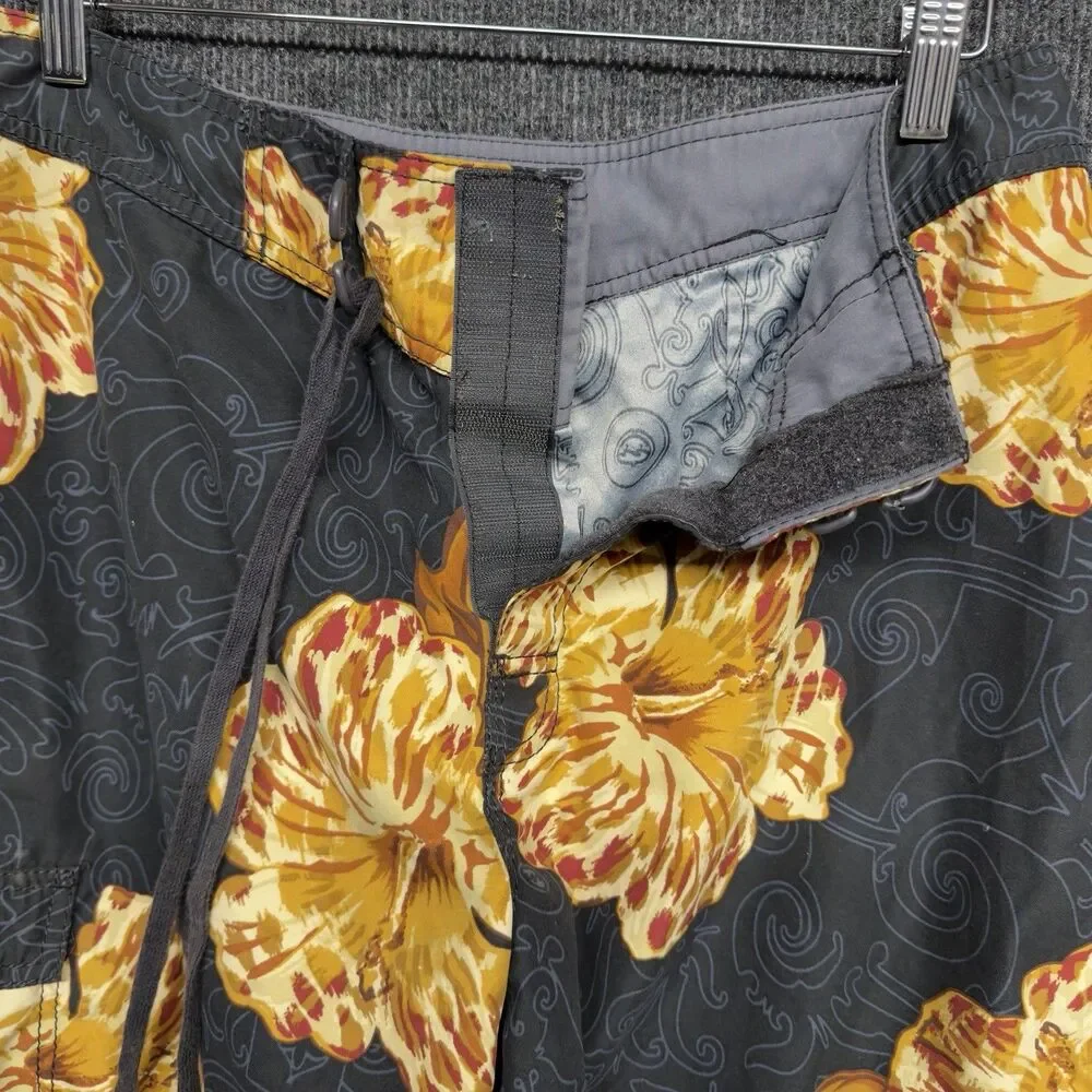 VTG Billabong Board Shorts Mens 34 Floral Hibiscus Swim Trunks 2000s Surf Y2K